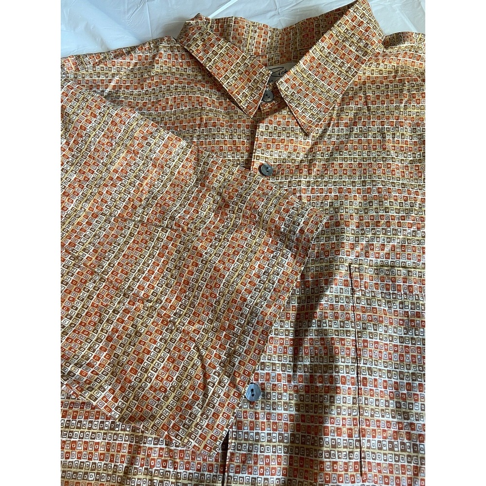 Men's Tori Richard Gold/ Orange Short Sleeve Button Down‎ Shirt-Size XL